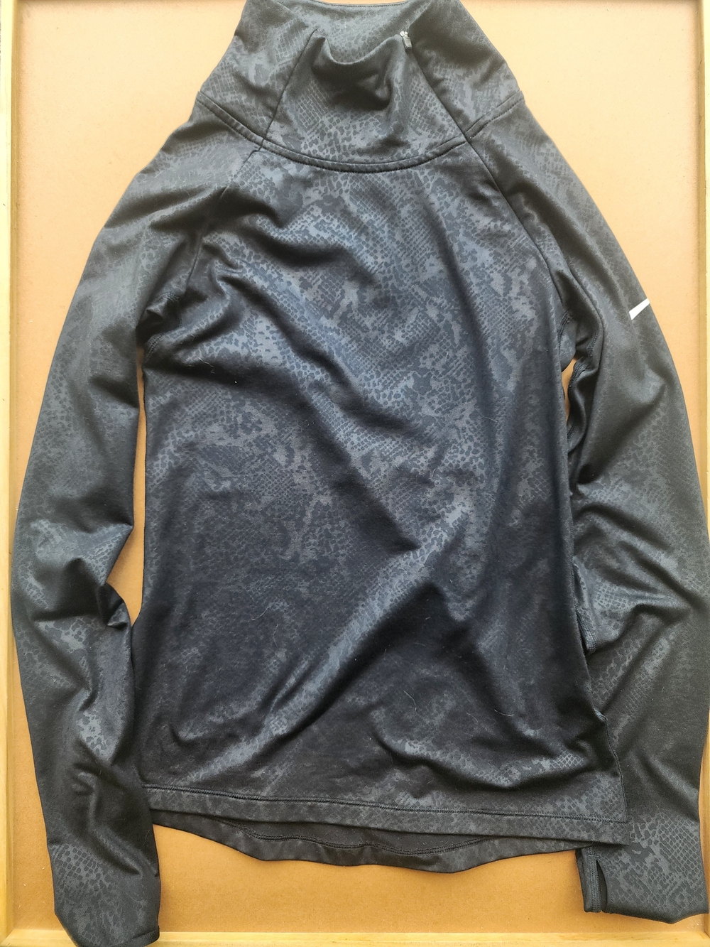 Nike Pro Dri-FIT Black Snakeskin Asymmetrical Zip Mock Neck Pullover Top Small